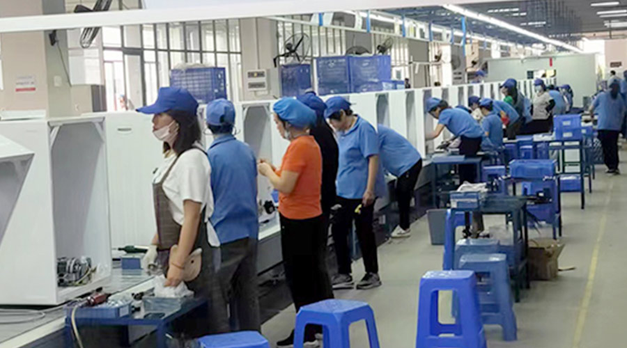 生產實況！金環電器開展客戶TCL滾筒衣服烘干機生產
